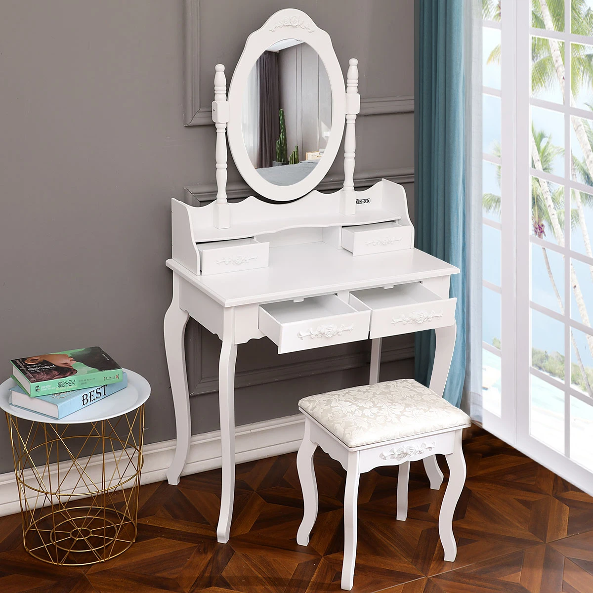 Best Sell Mirrored Make Up Vanity Table Modern Dressing Table Set With Stool For Living Room Buy Mirrored Dressing Table