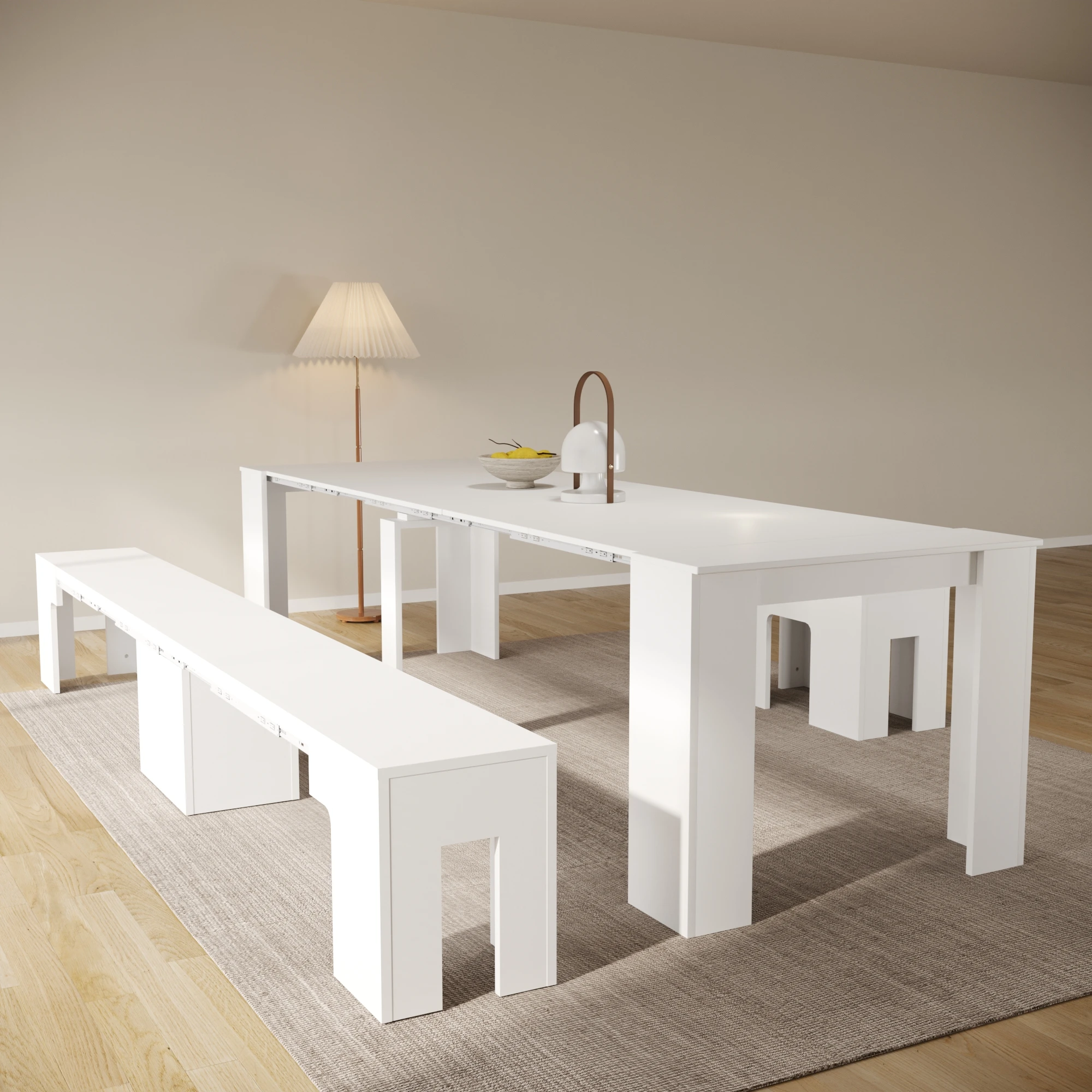 Wooden Extendable Transformer Dining Table Set Luxury