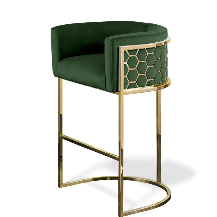 Modern Stainless Steel Frame Upholstered Bar Stool High Chair