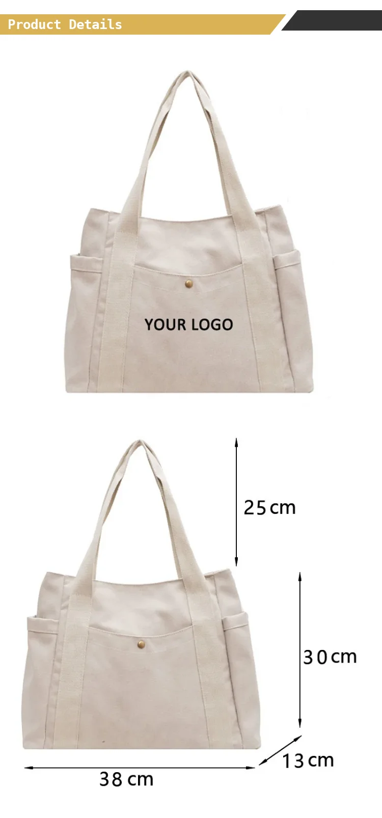 Wholesale Large Capacity Canvas Bag White Custom Tote Bag Reusable ...