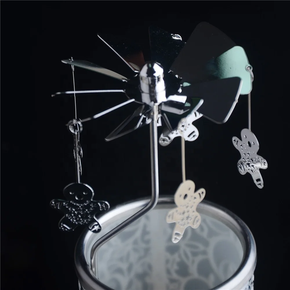 Custom Christmas Tree Tealight Carousel Danish Design Silver Rotary Candle Holder