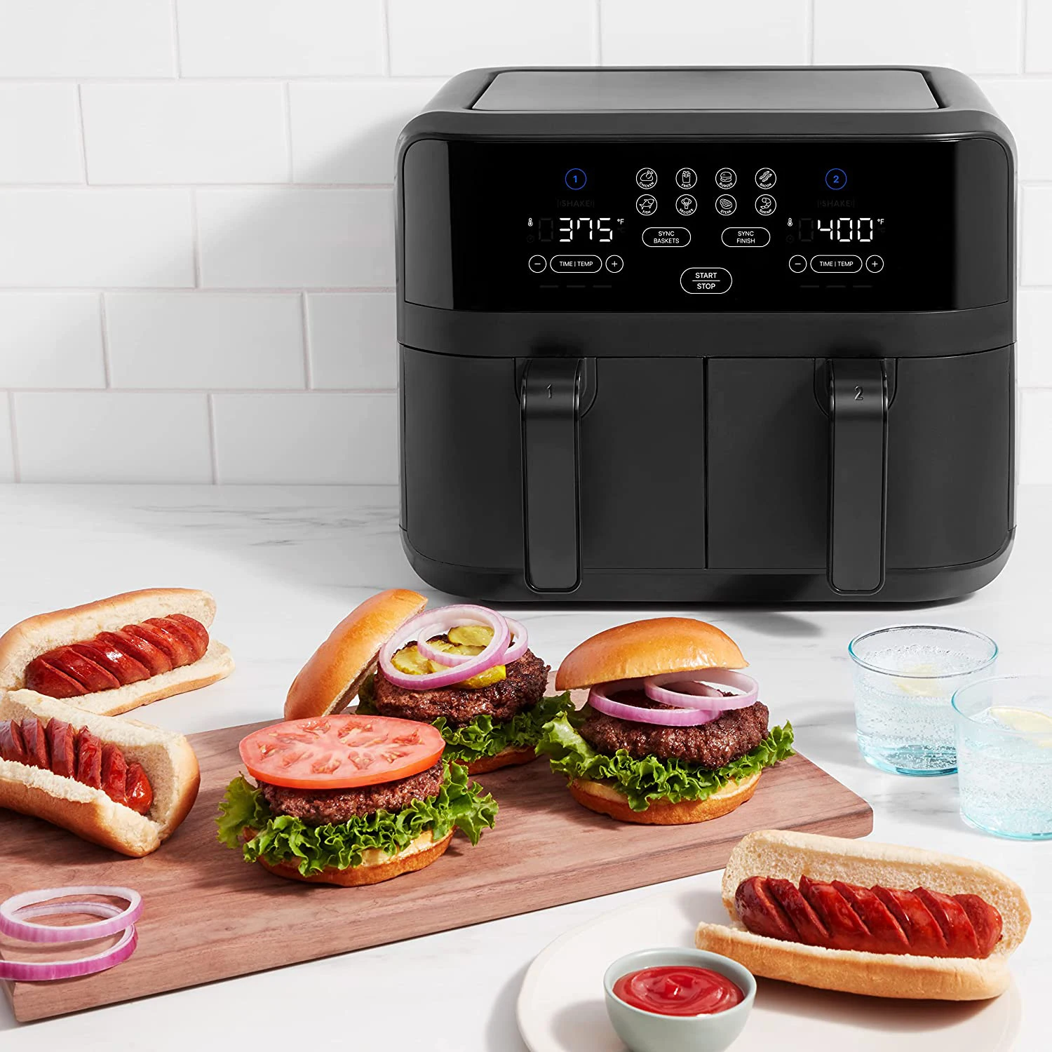 LCD Digital Double  air Fryer with Dual Basket Electric Intelligente Industrial Stainless Steel Without Oil air Fryer Ovens