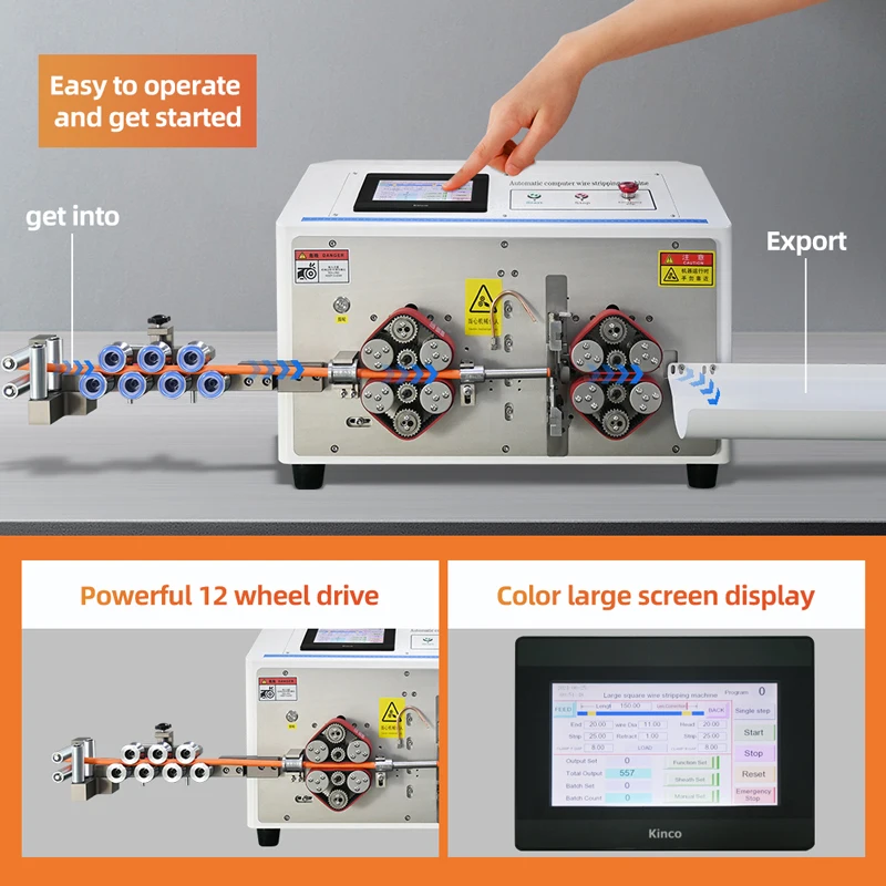 Automatic 70mm2 Wire Charging Cable Wire Stripping High Voltage Battery Cable Cutting and Atripping Machine