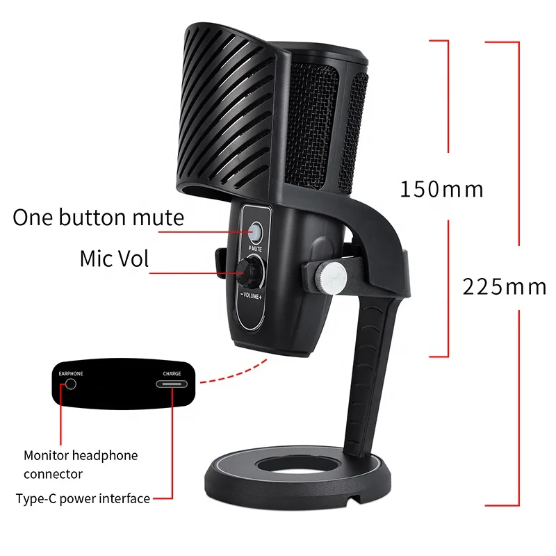 ZX-775 Condenser PC Gaming Mic Streaming Podcasting Vocal