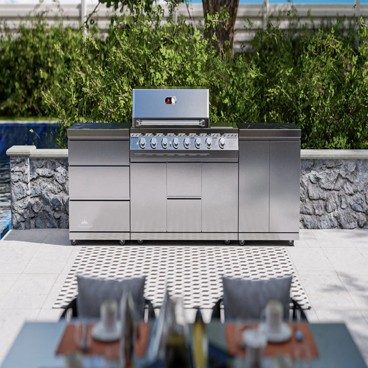 Modern Outdoor BBQ Grill Gas Kitchen Custom Modern Stainless Steel ...