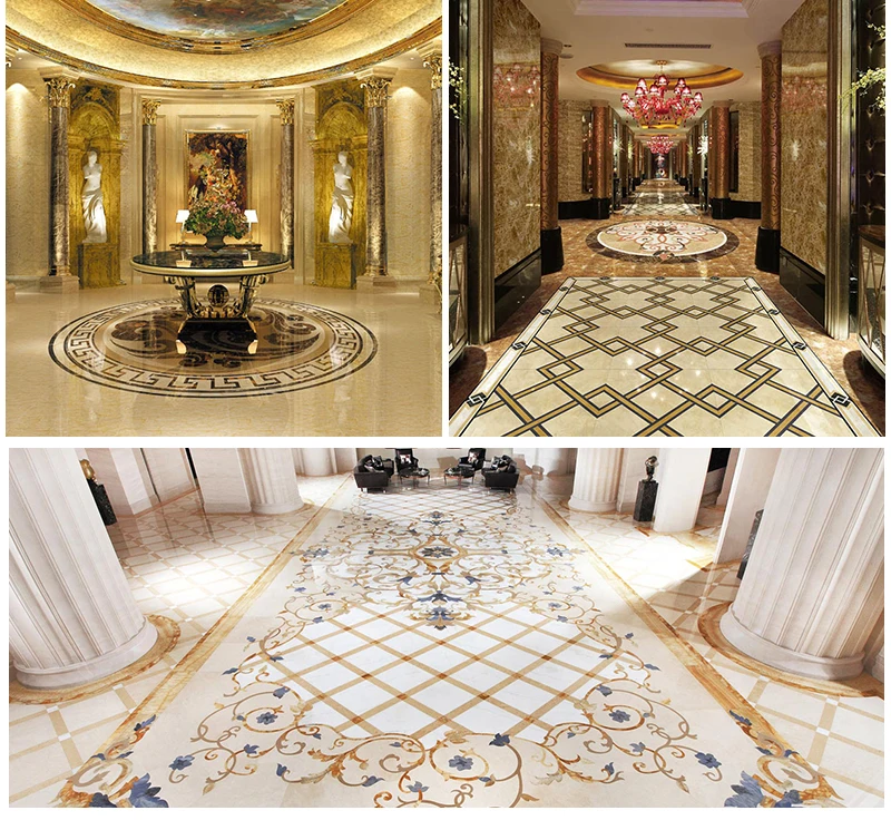 product luxury marble waterjet pattern tile for lobby floor modern design waterjet medallions for home design-14