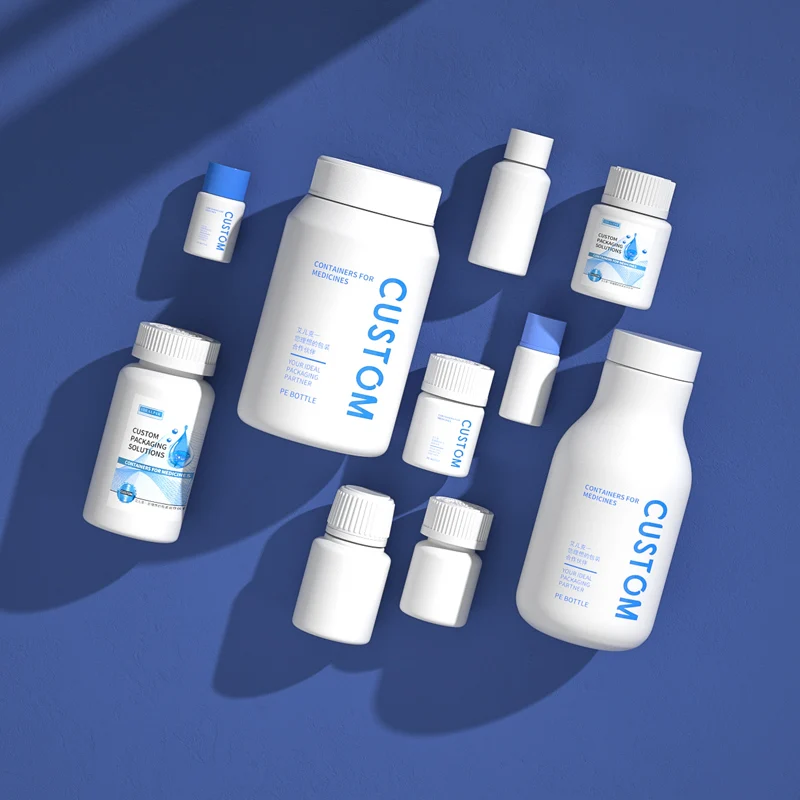 Custom HDPE Empty White Container Supplement Protein Powder Matte Plastic Vitamins Jar With Lids