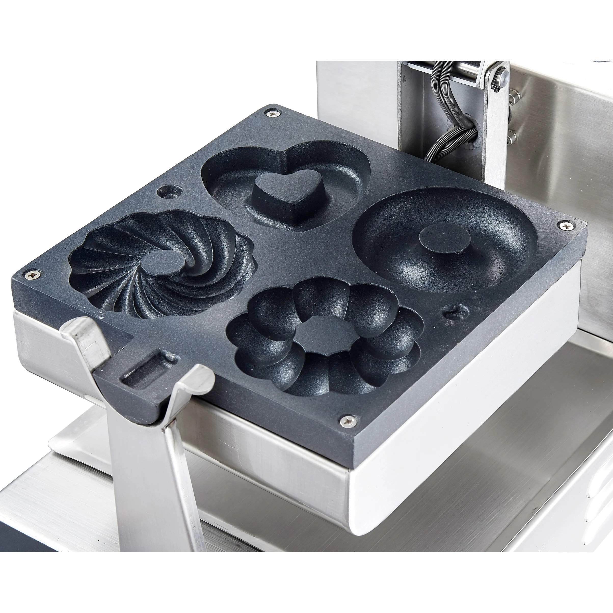 Изготовленный На Заказ Коммерческих вращающаяся электрическая многофункциональная 4 ломтика милые для выпекания хлебобулочных изделий снэк-аппарат для приготовления пончиков вафельница