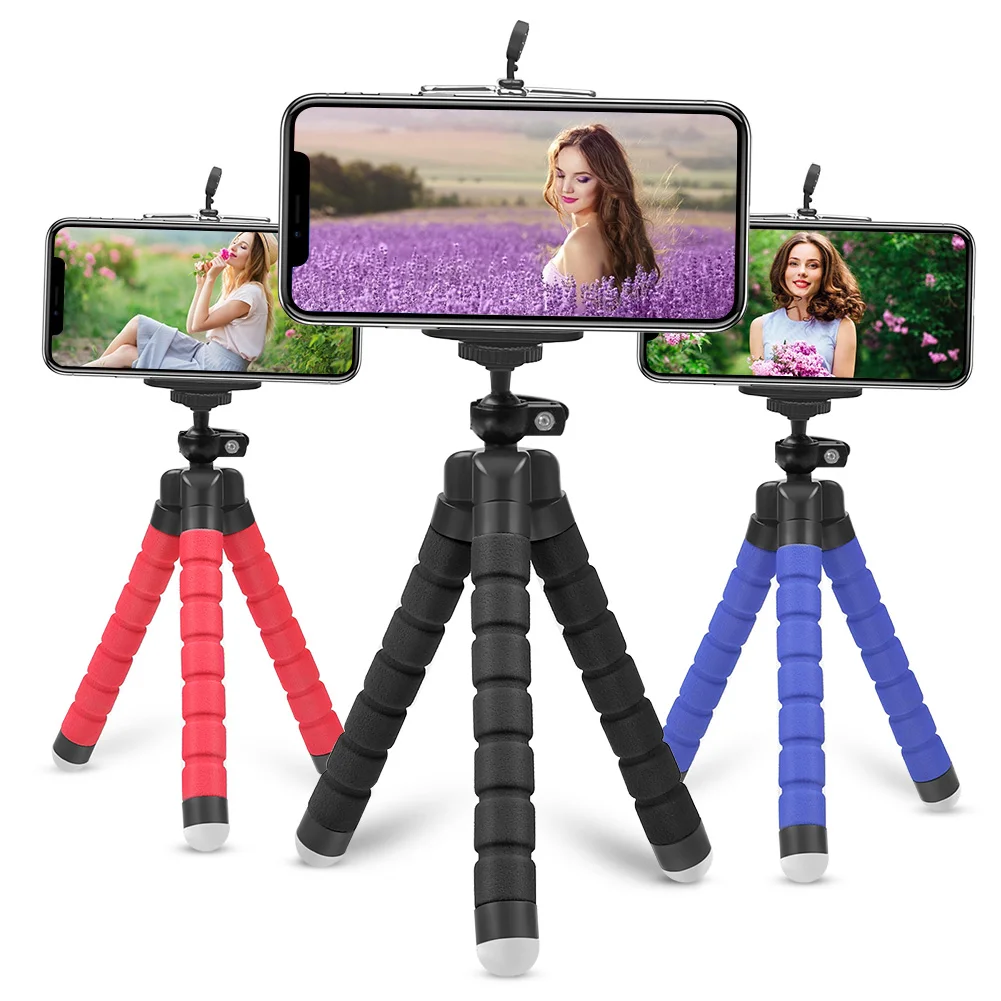 TALK WORKS Phone Tripod Black Cell Phone Tripod with Universal Mount for All Smartphones and Digital Cameras iPhone Tripod Stand Adjustable Mini Tripod Stand 