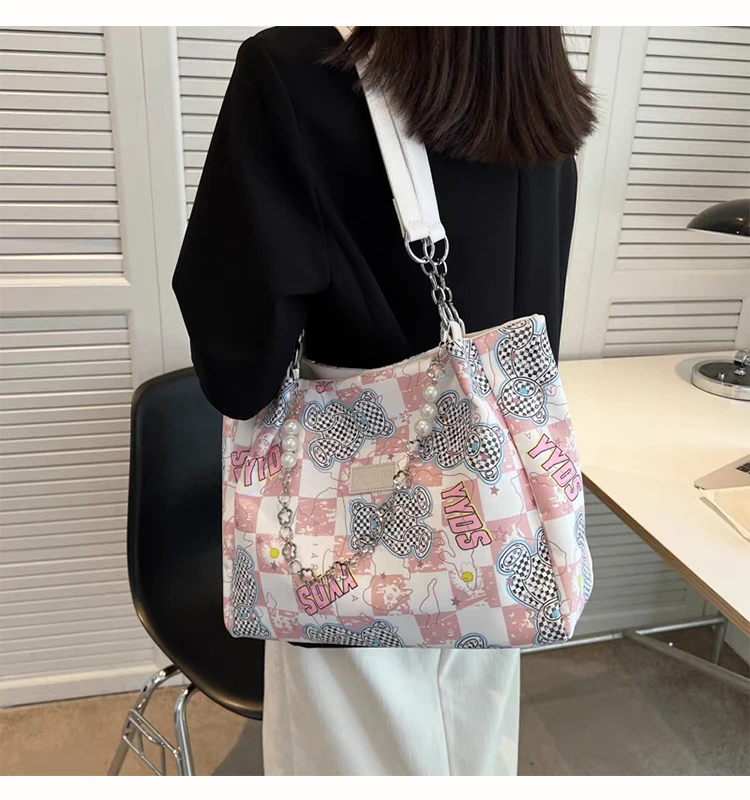 Digital Printing Beach Canvas Bags Women Handbags Ladies Pu Tote Bag ...