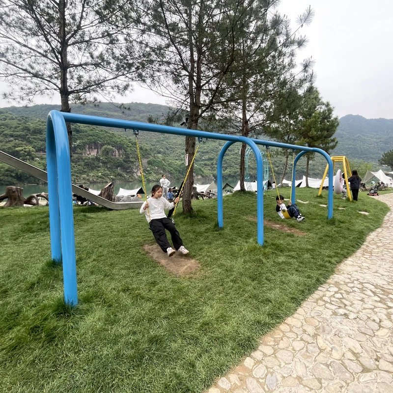 Outdoor Adult/Child Swing Set with Metal & Plastic Material for Community Parks School Playgrounds Trampoline Parks