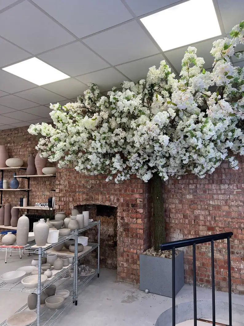 Большое искусственное цветущее растение вишни на заказ искусственный шелк розовое и белое дерево для свадебного