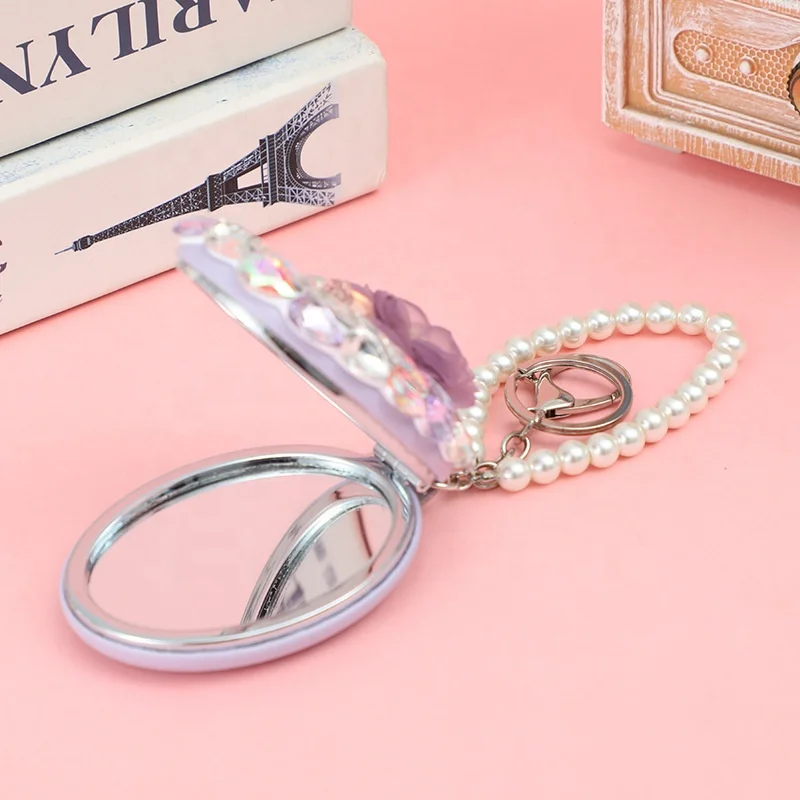 Роскошное зеркало с блестящими стразами роскошное ручной держатель карманное круглое роскошные зеркала для