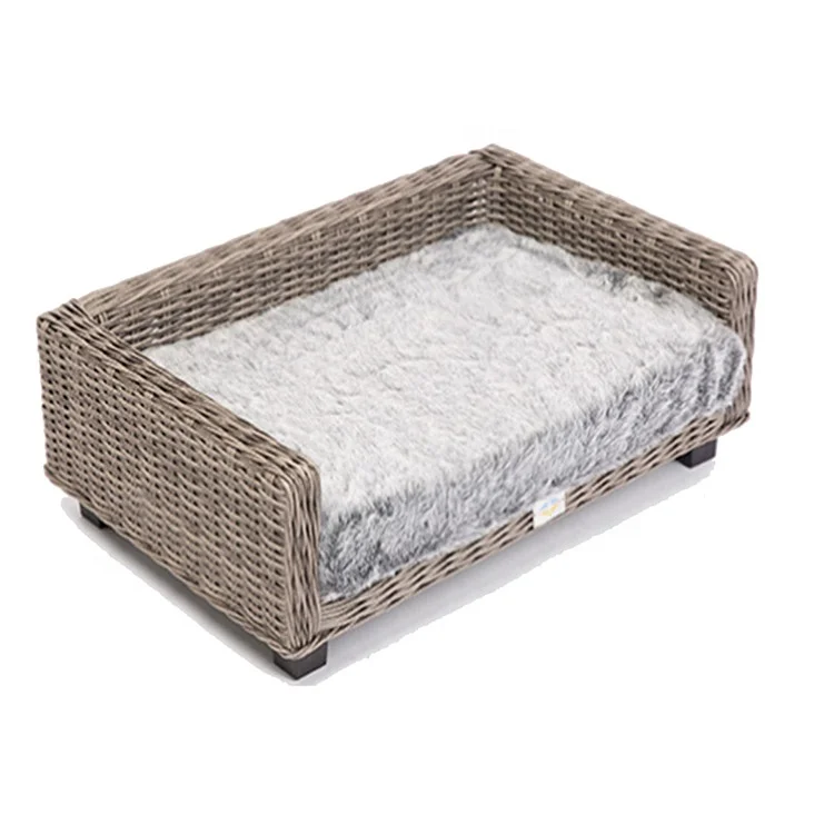 Handmade Woven Rattan Nature Wicker Soft Cushion Dog Cat Pet Care Nest Rest  Bed