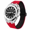 Sandblast Silver Case + Carbon Fiber Buckle Blue Nylon Strap
