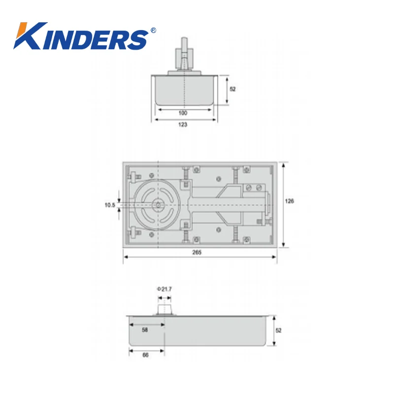 95KG Floor Spring Hinges 125° Opening Angle Glass Door Ground Spring