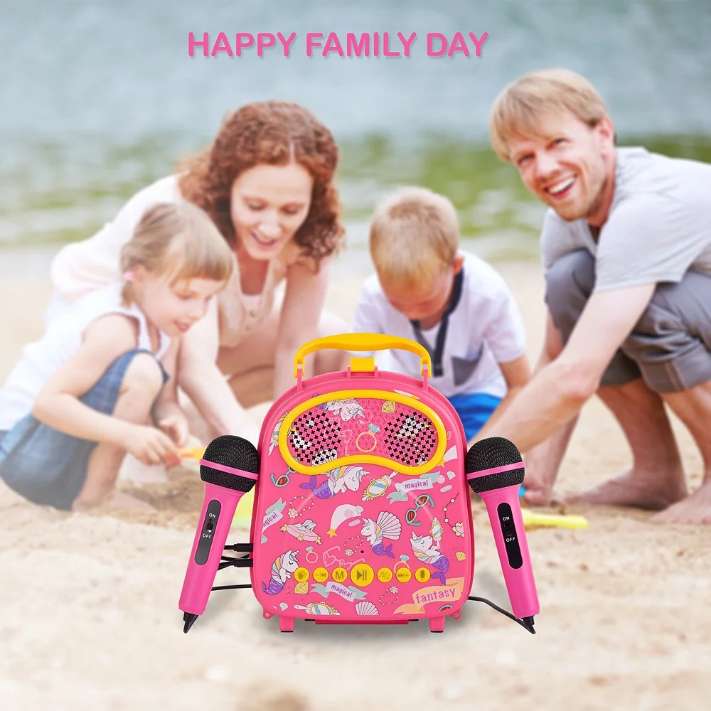 Фабрика Шэньчжэнь детский караоке-аппарат с двумя микрофонами отличное качество красивый дизайн электронные музыкальные инструменты