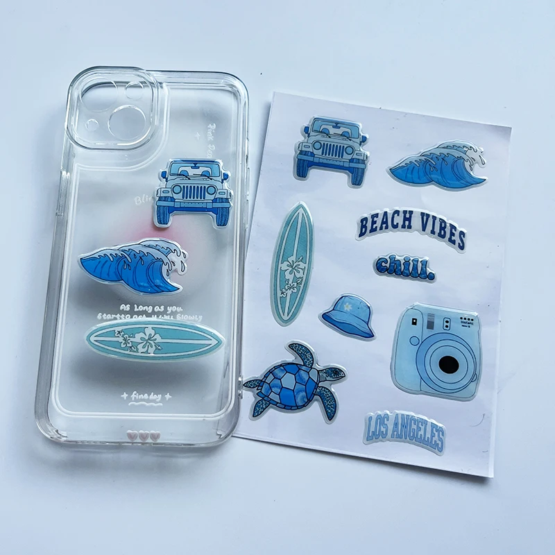 New Design DIY Epoxy Decorative Sticker Sheet Custom Logo Printing Epoxy Resin 3d Stickers