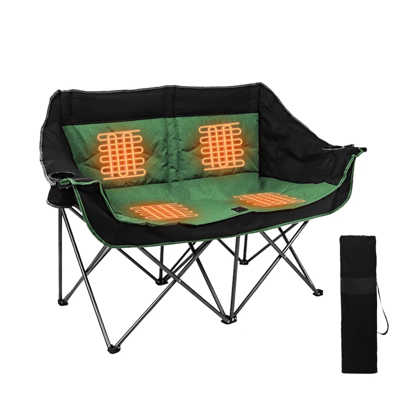 Factory Custom Portable Couple Heated Double Seat Outdoor Furniture Leisure Luxury Lazy Folding Camping Garden Beach Chairs
