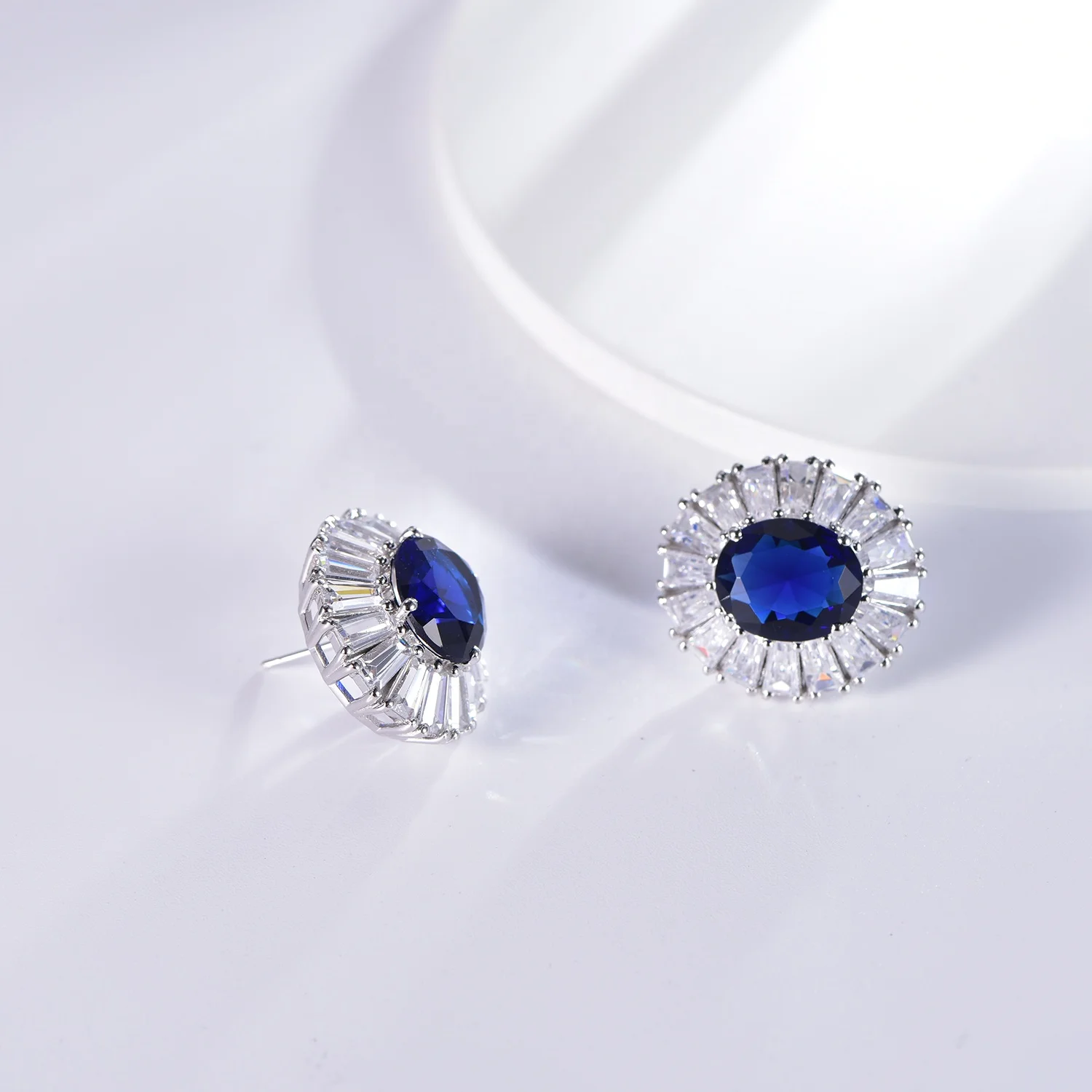 925 Sterling silver earrings fashion small simple earring blue diamond drop earrings