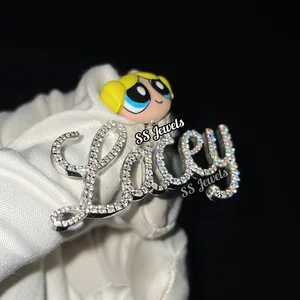 Customizable 3D Face Bail Pendant Necklace Women 925 Silver VVS Moissanite Enamel Personalized Rhodium Plated Trendy 20 Grams