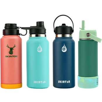 12oz 18oz 20oz 32oz 40oz kids custom logo with flip straw lid drink double wall insulated stainless steel water bottle flask