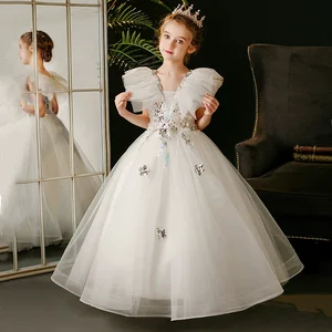 Wholesale New Children's Elegant Dress Puffy Tulle Princess Dress Piano Performance Girl Evening Dress