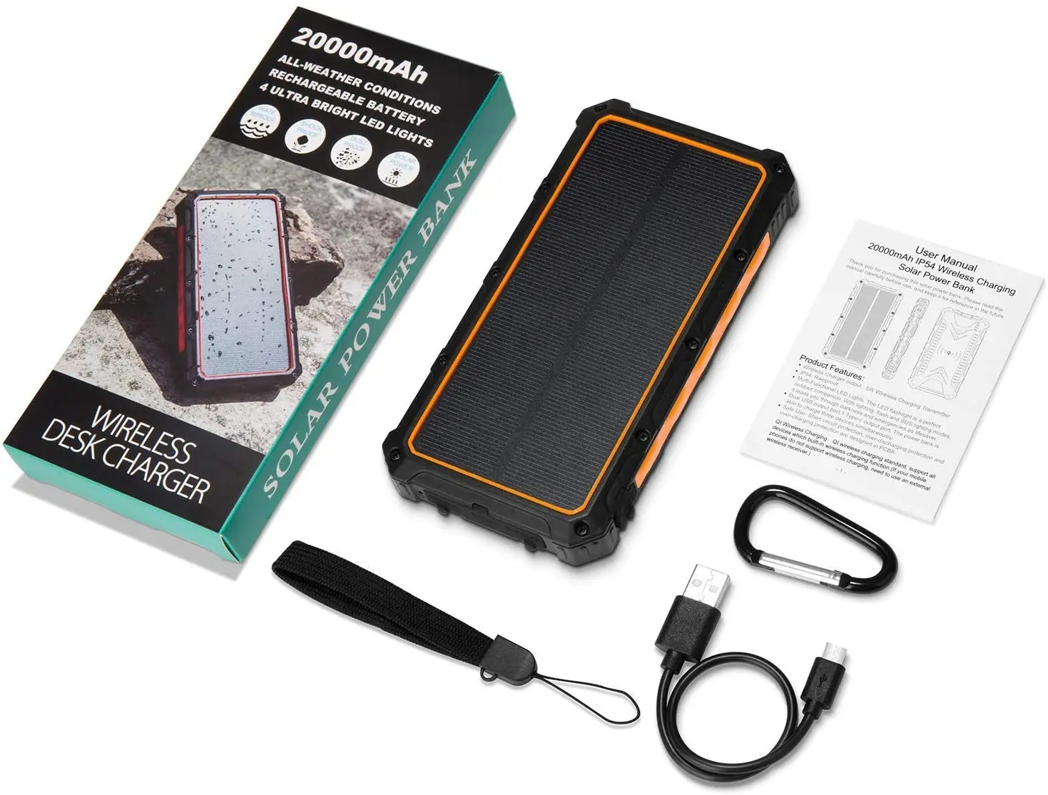 Dual Usb Output Fast Charging Customized 20000mah Ultra Thin Solar