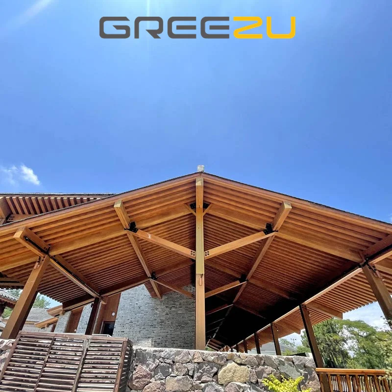 Structurally Engineered Prefabricated Bamboo Beams Wood Kiosk Cross Laminated Bamboo Column and Beams for House Use