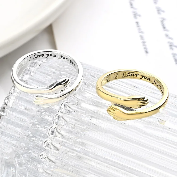 Buy Airtick Golden Color Stainless Steel Love Forever Valentine's Day  Romantic Love Couple Embrace Statement Promise Anniversary Adjustable Hand  Hug Me Thumb Finger Ring at