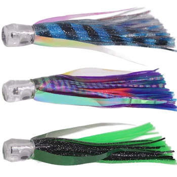 CHEERY 7.5in 9in Tuna Trolling Lures Mylar Flash Wings Reflective Acrylic Resin Head Soft Bait Offshore Fishing Saltwater Fish – Soft Lure – view 4
