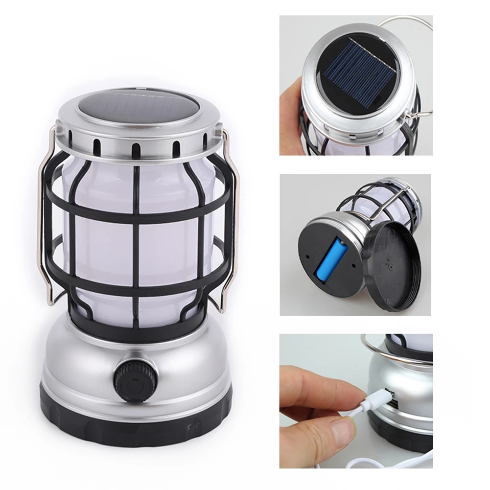 Mini Portable solar Rechargeable LED Flame Tent Hiking Light Outdoor Camping lamp Lantern for Emergency details