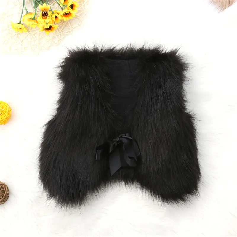Girls Kids Black Fur Gilet Warm And Stylish: Autumn Solid Cute