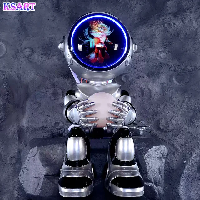 Cartoon robot model luminous sculpture technology exhibition hall decoration living room bar door KTV floor display