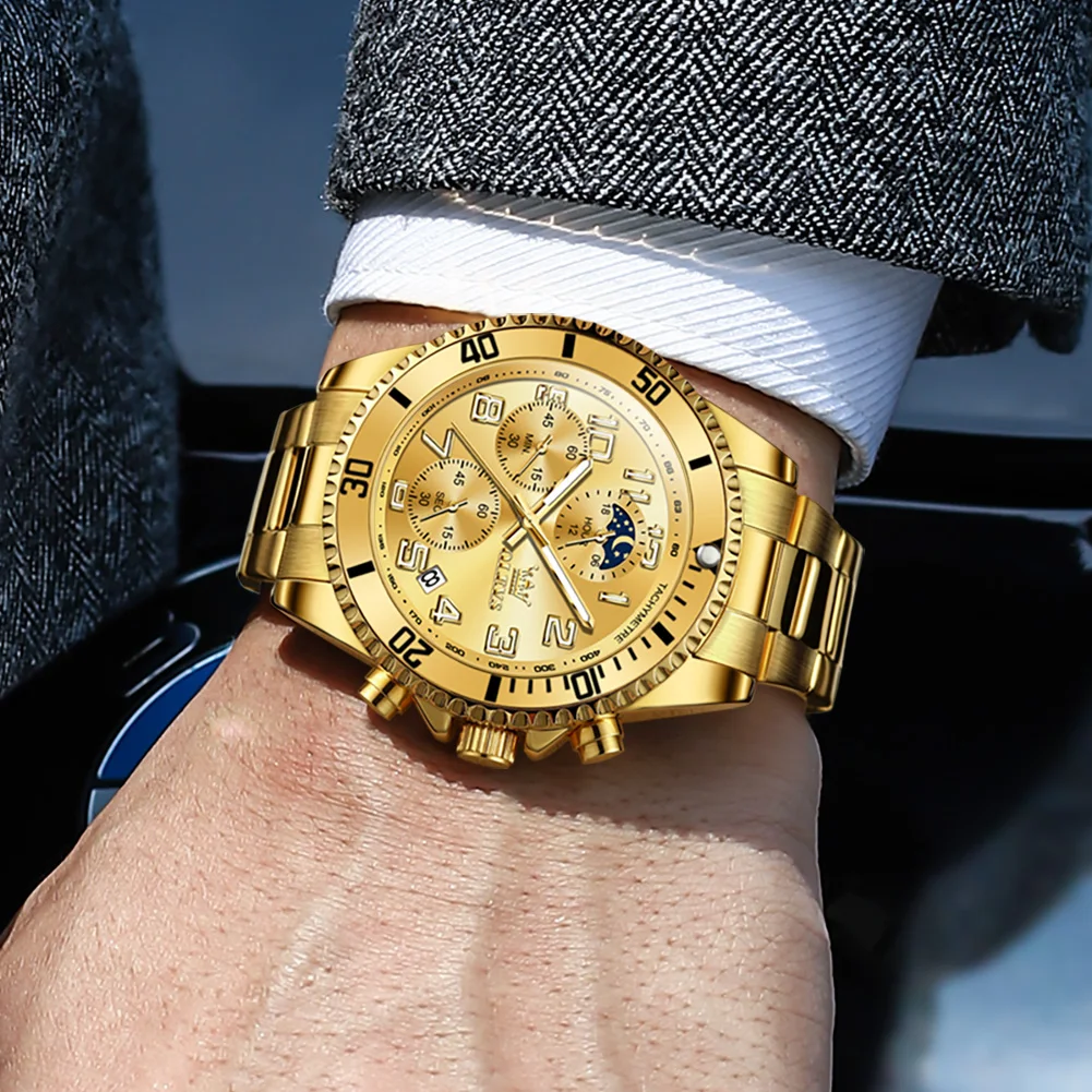 Orologio Uomo OLEVS Cronografo - Acciaio Inox Impermeabile 100m Con