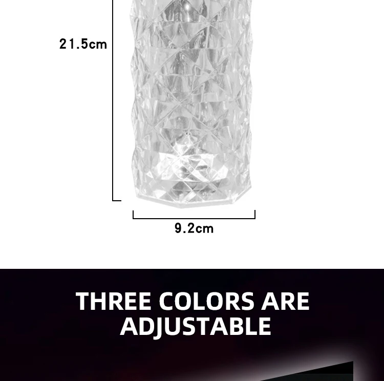 Remote Control RGB Rechargeable Decorative Desk Lamp Atmosphere luxury rose Crystal diamond table lamps Night Light factory