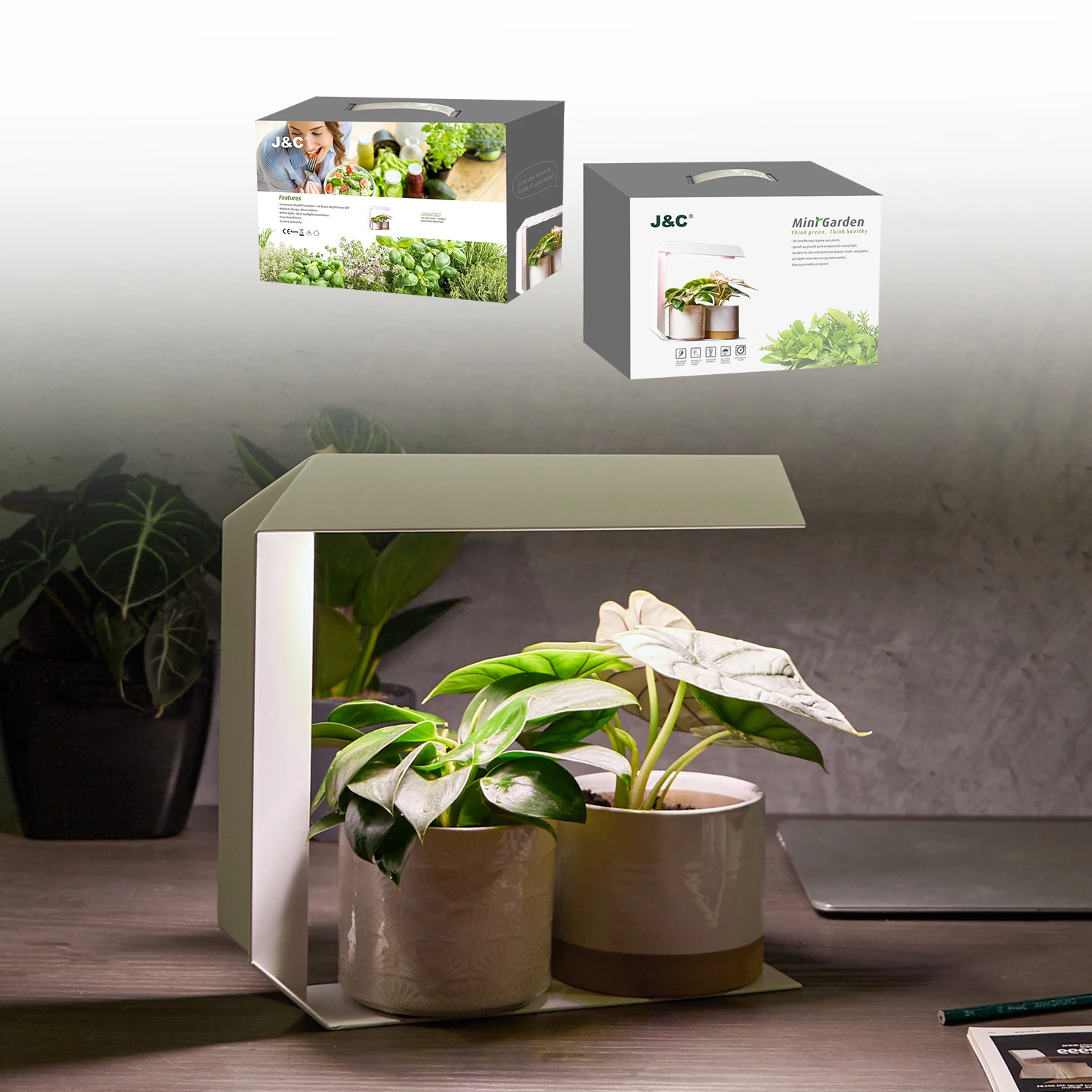 Acheter Jardinière intelligente pour plantes d'intérieur, jardin d'intérieur,  lumière de croissance avec lampe de Table et de bureau LED, humidificateur d'horloge
