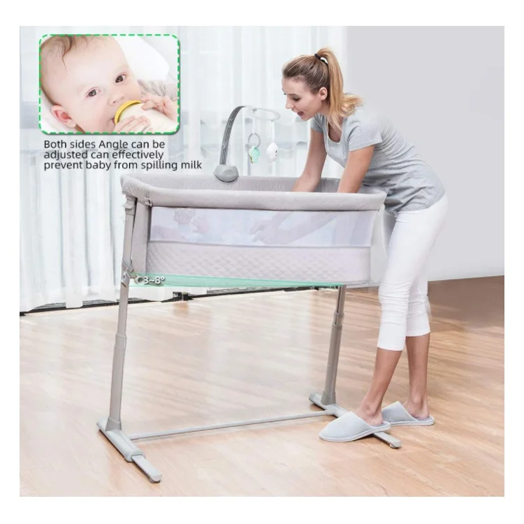 Baby Bedside Bassinet Built-in Wheels Co-sleeper Cribs