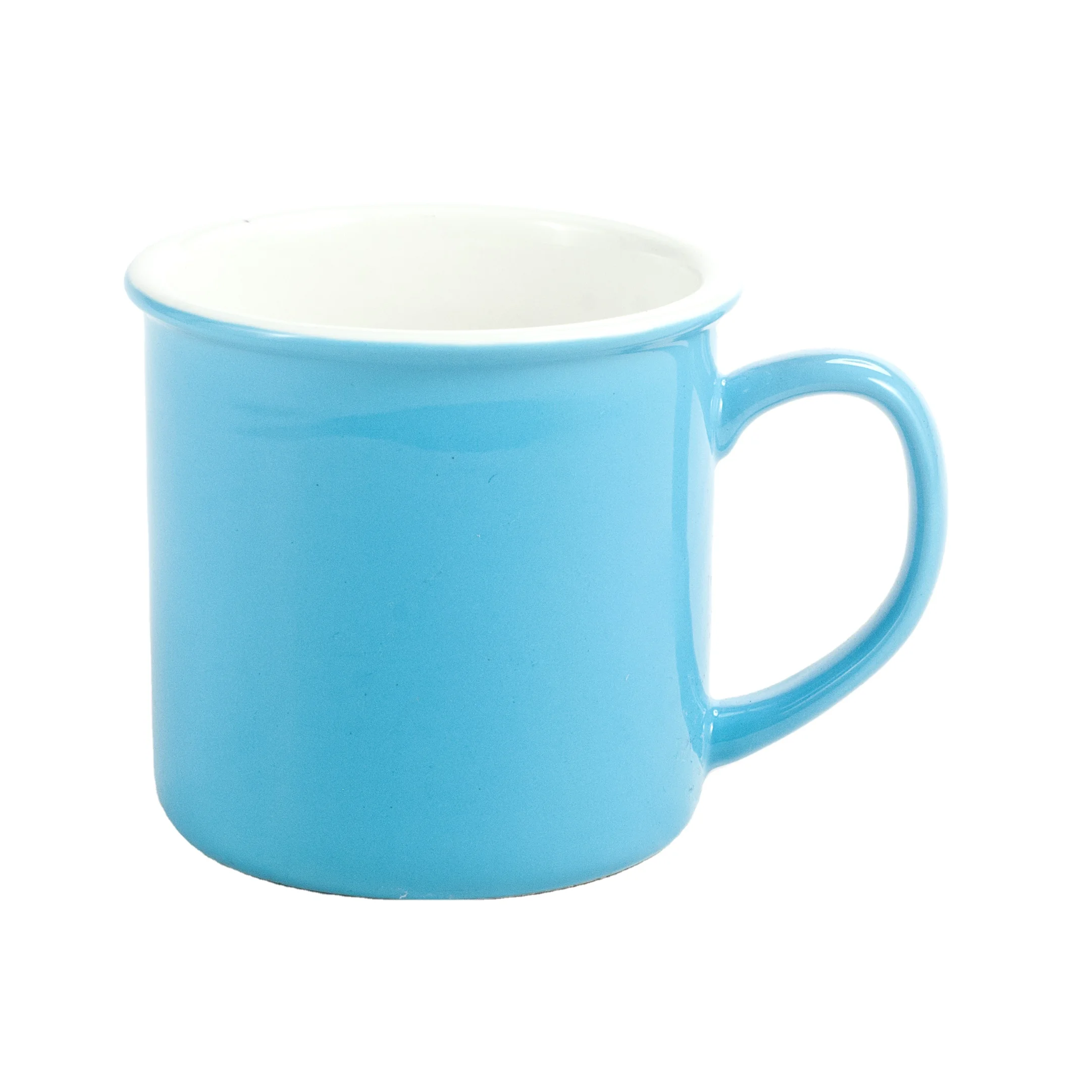 Wholesale Brown and Sky Blue Blank Coffee Mugs Two Tone Home Goods 14 oz  Ceramic Coffee Mugs