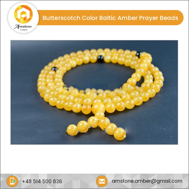 Buddhist Prayer Beads Rosary Baltic Amber Necklace Jewelry