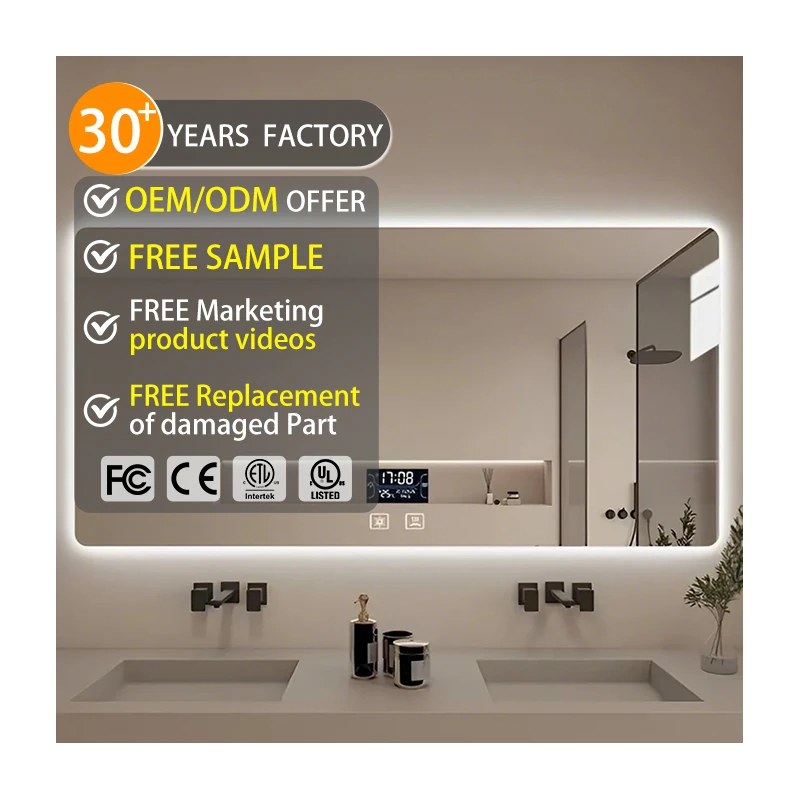 Beauty Salon Rectangle Intelligent Luminous Magnifying Mirror Defogging clear Bathroom Mirror Shower Mirror Fogless for Shaving