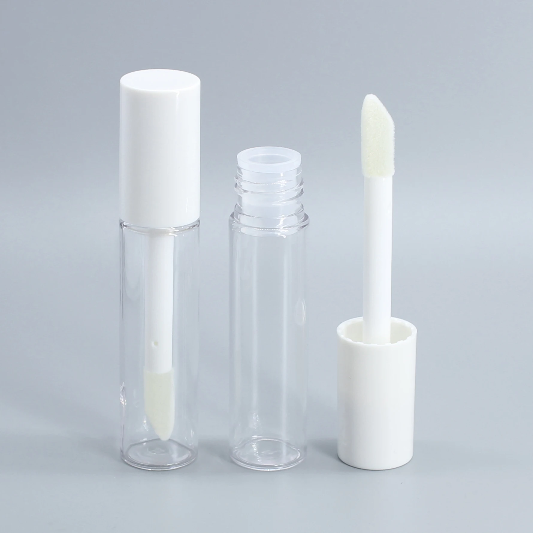 Wholesale pink lipgloss tubes empty lip container with big brush 10ml lip gloss containers custom logo white lip gloss tube