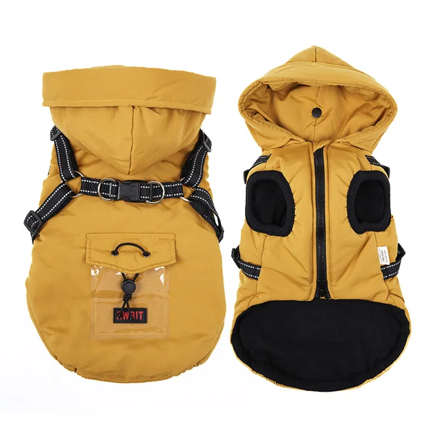 Custom High Quality Luxury Dog Winter Jacket with harness Coat Warm Designer Pet Clothing Dog Clothes for Small Puppy Medium