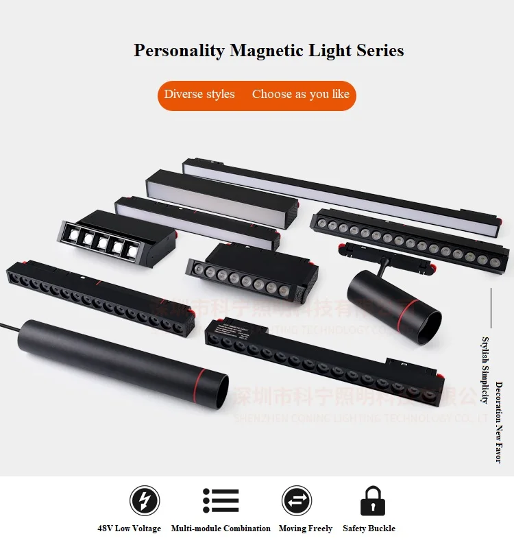 48V DOB New Slim Linear Removable Led Track Light Ceiling Rail Light LED Magnetic Track Flood Light Aluminum Driving 12W 14W 24W