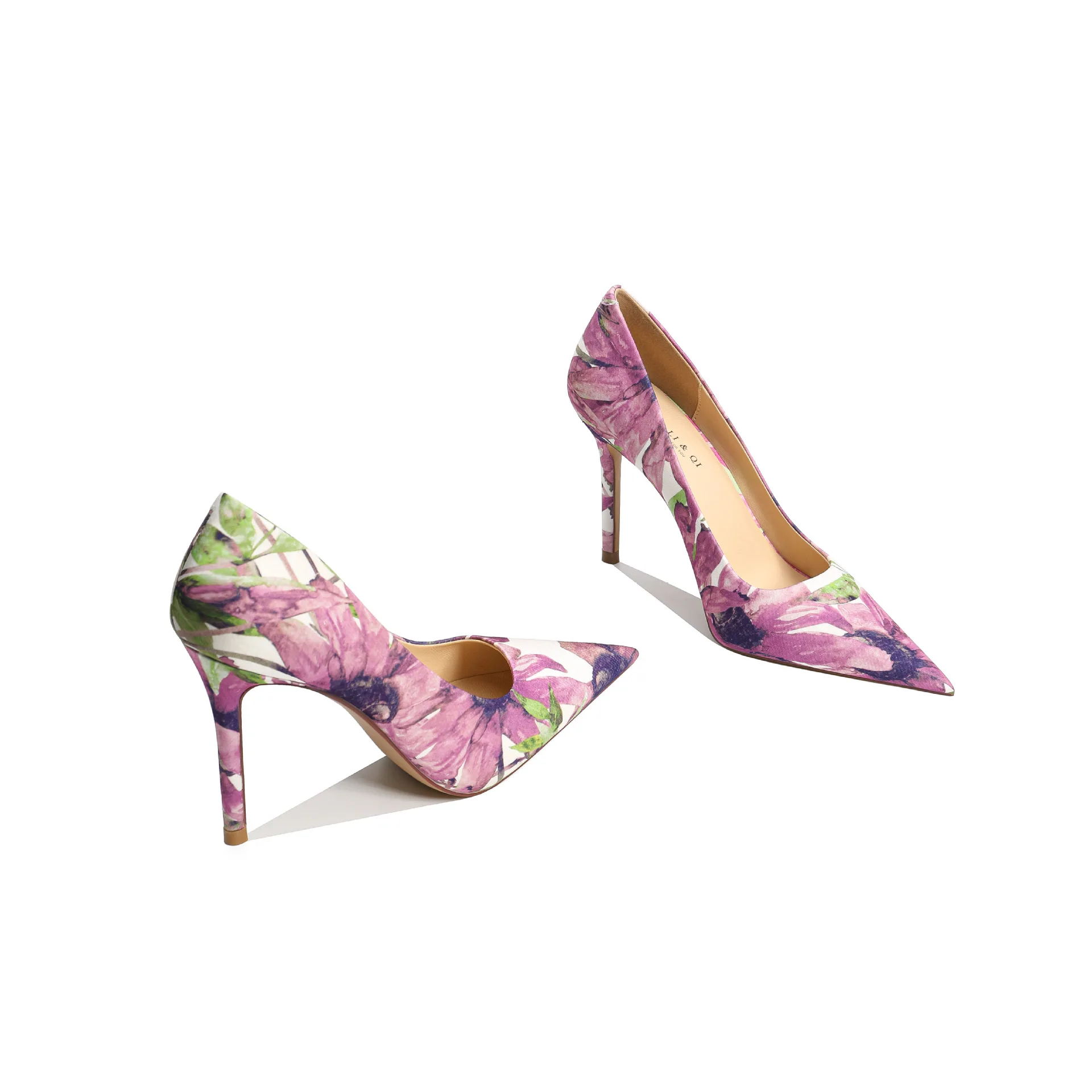 Flower Print Ladies Shoes Party Dress Pointed Toe Women High Heel Floral Stiletto Pumps - Image 2