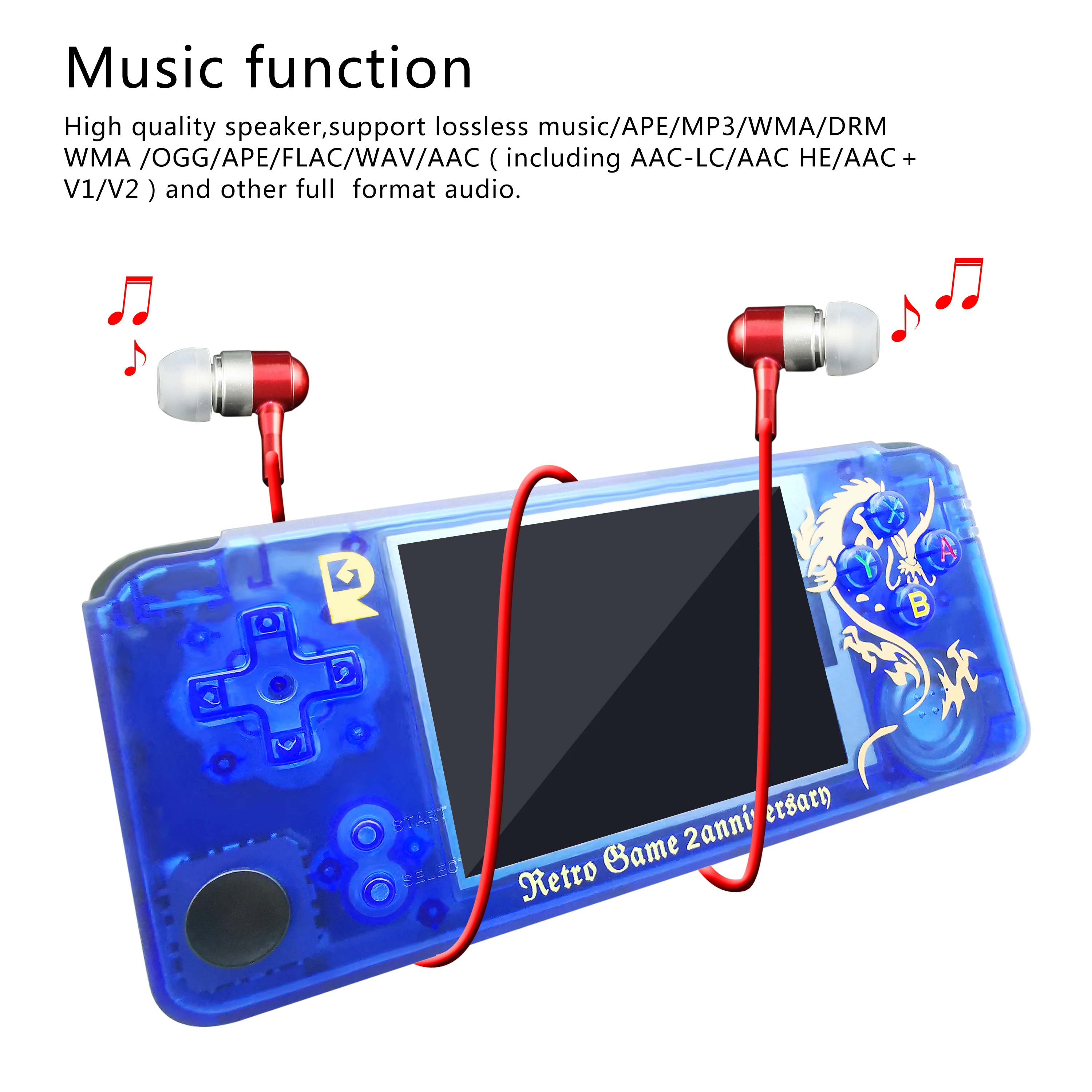 Anbernic Console de Videogame Retro, Sistema Opendingux, Música