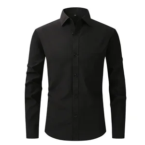 Professional Anti-Wrinkle Men's Four-Sided Elastic Single Breasted Work Business Shirt American Size Four Twill for Autumn