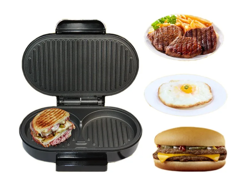 CUKYI Mini Steak Panini Hamburger Grill Meat Roaster Machine Egg Frying Pan Sandwich Maker ciabatta Bread Oven Breakfast BBQ