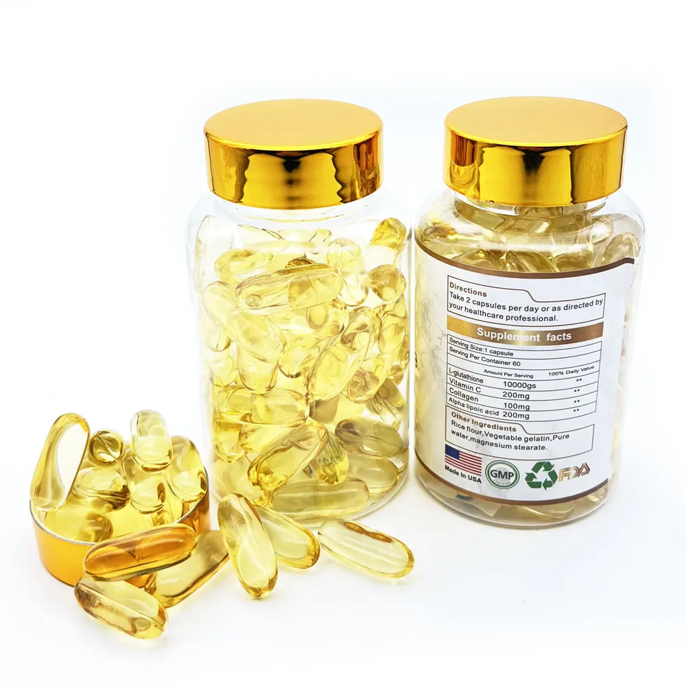 Wholesale High Quality 10000gs L-glutathione Capsule Skin Whitening OEM  Immunity Booster Glutathione Softgel
