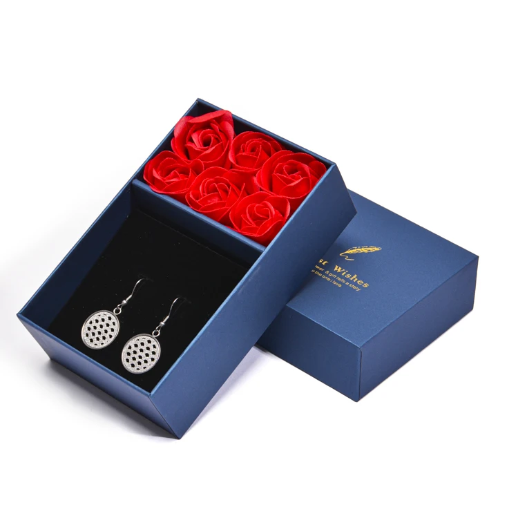 Printing Logo Custom Luxury Paper Soap Flower Gift Box Jewellery Set Packaging Box and Bag with Clear Window